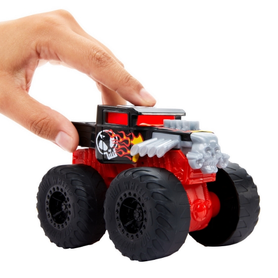 Imagine Hot Wheels Monster Truck Roarin’ Wreckers Bone Shaker cu funcții și sunete scara 1:43