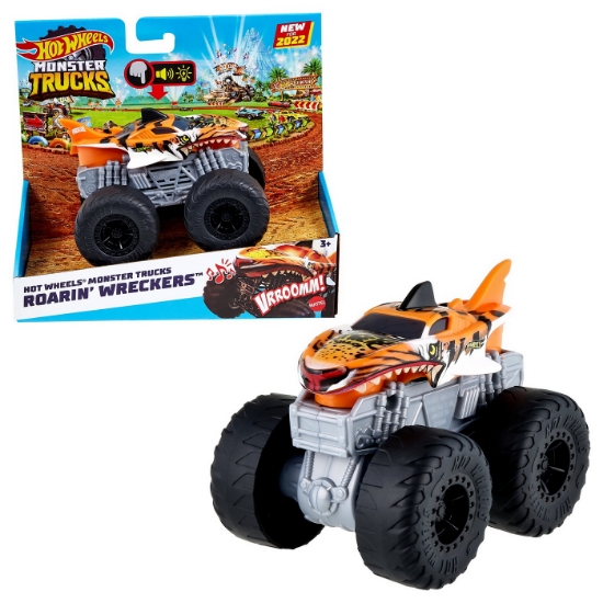 Imagine  Hot Wheels Monster Truck Roarin’ Wreckers Tiger Shark cu funcții și sunete scara 1:43