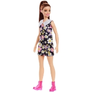 Imagine PAPUSA BARBIE FASHIONISTA SATENA CU ROCHIE CU IMPRIMEU FLORAL