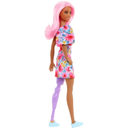 Imagine PAPUSA BARBIE FASHIONISTA CU PAR ROZ SI PICIOR PROTETIC