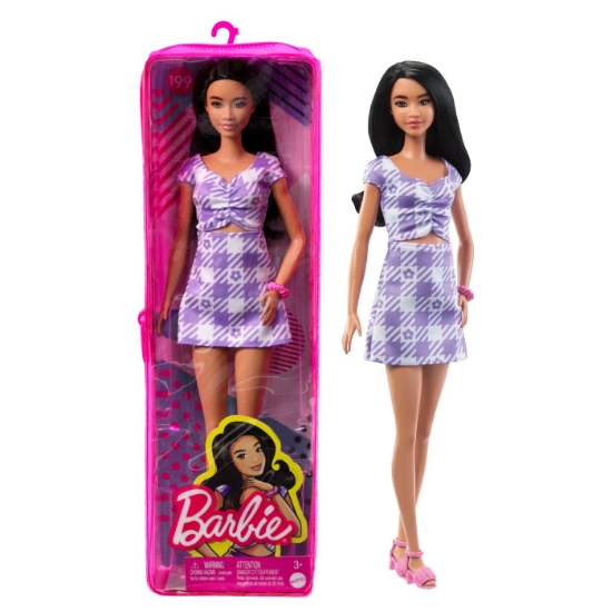 Imagine PAPUSA BARBIE FASHIONISTA BRUNETA CU ROCHIE MOV
