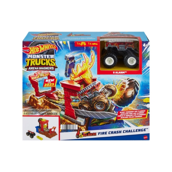 Imagine HOT WHEELS MONSTER TRUCKS ENTRY CHALLENGE ARENA SMASHERS PROVOCAREA FIRE CRASH