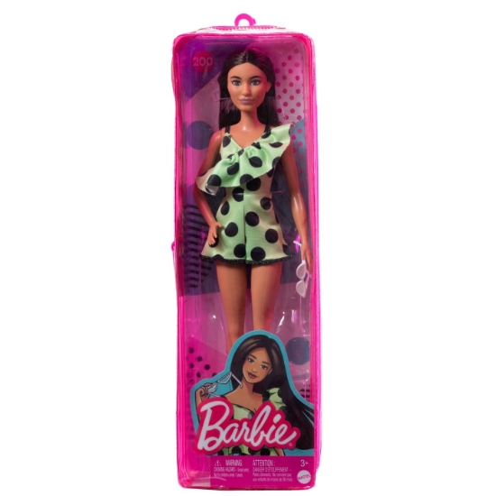 Imagine PAPUSA BARBIE FASHIONISTA BRUNETA CU SALOPETA VERDE