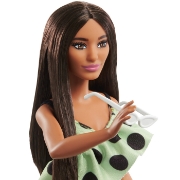 Imagine PAPUSA BARBIE FASHIONISTA BRUNETA CU SALOPETA VERDE