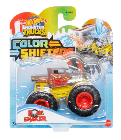 Imagine Hot Wheels Monster Truck Camion Bone Shaker cu culori schimbătoare scara 1:64
