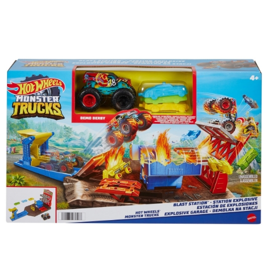 Imagine HOT WHEELS MONSTER TRUCKS SET BLAST STATION 