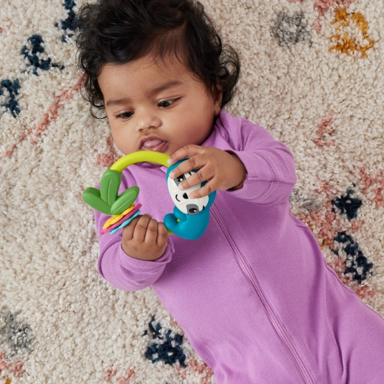 Imagine Fisher Price Jucărie Zornăitoare Leneș – o explozie de distracție senzo-tropicală!