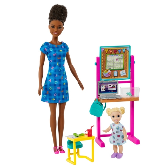 Imagine BARBIE CARIERE SET MOBILIER CU PAPUSA BRUNETA PROFESOARA 