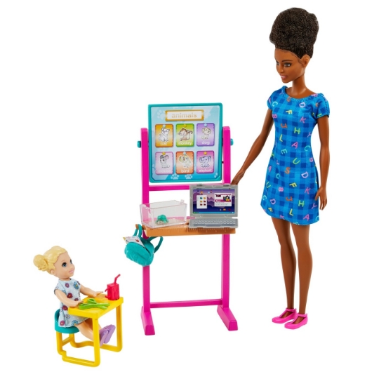 Imagine BARBIE CARIERE SET MOBILIER CU PAPUSA BRUNETA PROFESOARA 