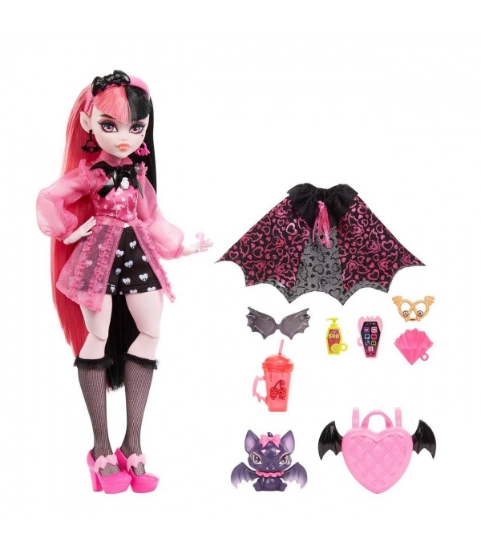Imagine MONSTER HIGH PAPUSA DRACULAURA CU ANIMALUT SI ACCESORII