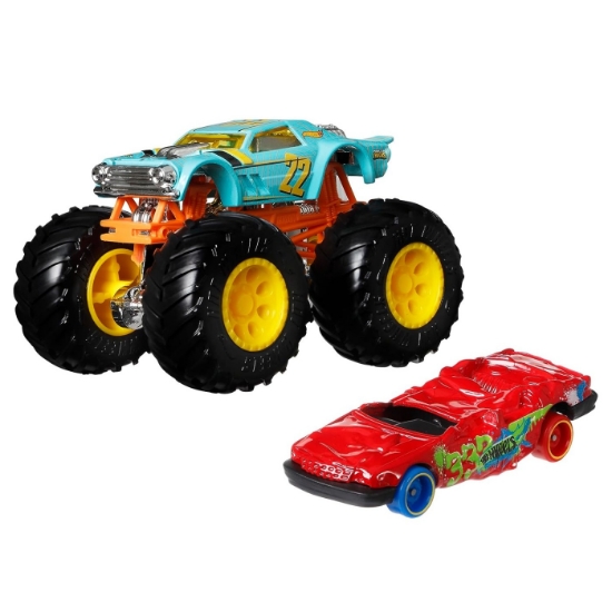 Imagine Hot Wheels Monster Truck și mașinuță metalică Night Shifter