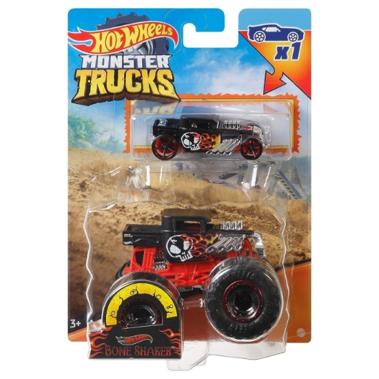 Imagine HOT WHEELS MONSTER TRUCK SI MASINUTA METALICA BONE SHAKER