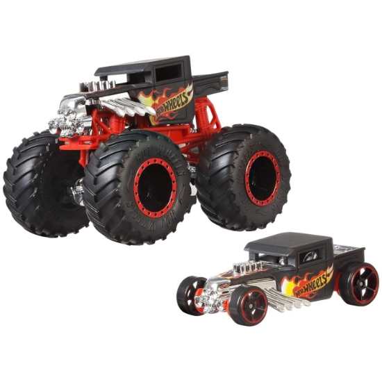 Imagine Hot Wheels Monster Truck și mașinuța metalică Bone Shaker 