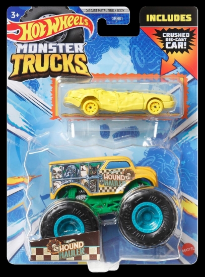 Imagine HOT WHEELS MONSTER TRUCK SI MASINUTA METALICA HOUND HAULLER