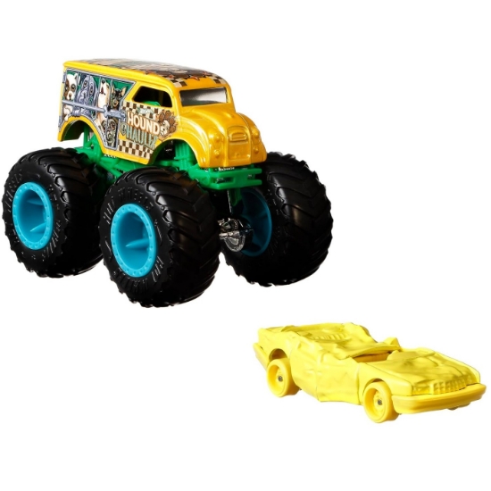 Imagine Hot Wheels Monster Truck și mașinuța metalică Hound Hauller