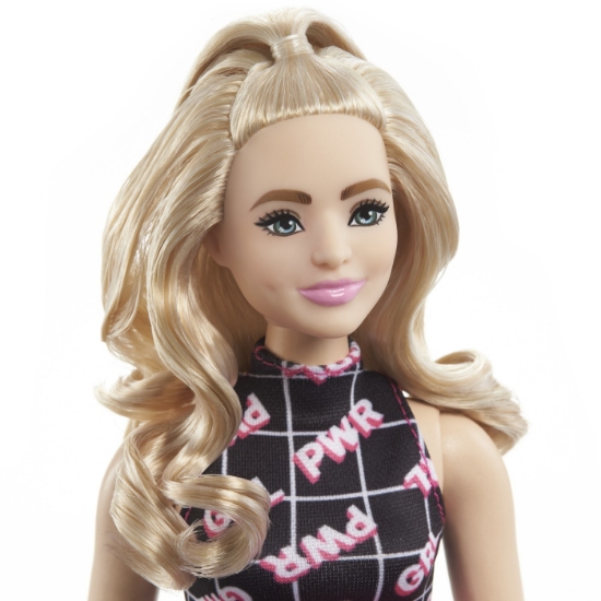 Imagine PAPUSA BARBIE FASHIONISTA BLONDA CU BORSETA ROZ