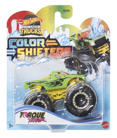 Imagine HOT WHEELS MONSTER TRUCK CAMION TORQUE TERROR CU CULORI SCHIMBATOARE SCARA 1:64