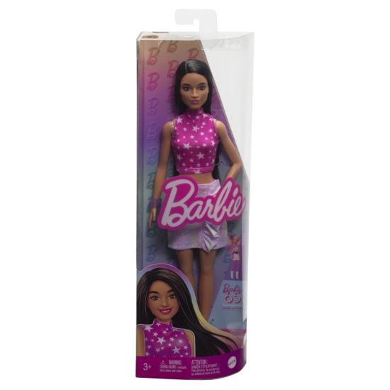 Imagine PAPUSA BARBIE FASHIONISTA BRUNETA CU TOP CU STELUTE