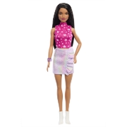 Imagine PAPUSA BARBIE FASHIONISTA BRUNETA CU TOP CU STELUTE