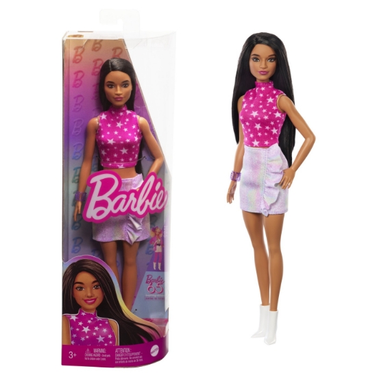 Imagine PAPUSA BARBIE FASHIONISTA BRUNETA CU TOP CU STELUTE