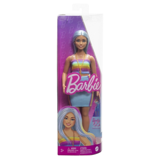 Imagine PAPUSA BARBIE FASHIONISTA CU PAR ALBASTRU PLATINAT SI TOP SPORT