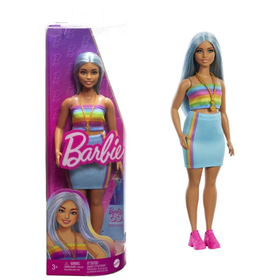 Imagine PAPUSA BARBIE FASHIONISTA CU PAR ALBASTRU PLATINAT SI TOP SPORT