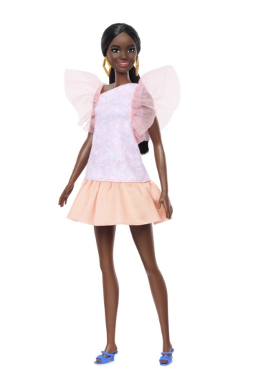 Imagine PAPUSA BARBIE FASHIONISTA  AFRO-AMERICANA CU ROCHIE PEACH