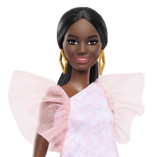 Imagine PAPUSA BARBIE FASHIONISTA  AFRO-AMERICANA CU ROCHIE PEACH