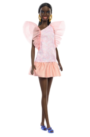 Imagine PAPUSA BARBIE FASHIONISTA  AFRO-AMERICANA CU ROCHIE PEACH