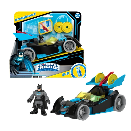 Imagine Fisher Price Imaginext DC Super Friends vehicul cu figurină Batman cu costum gri