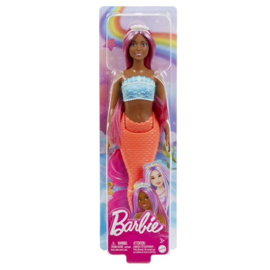 Imagine BARBIE DREAMTROPIA PAPUSA SIRENA CU PAR MAGENTA SI COADA PORTOCALIE
