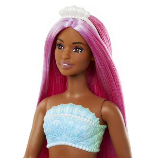 Imagine BARBIE DREAMTROPIA PAPUSA SIRENA CU PAR MAGENTA SI COADA PORTOCALIE