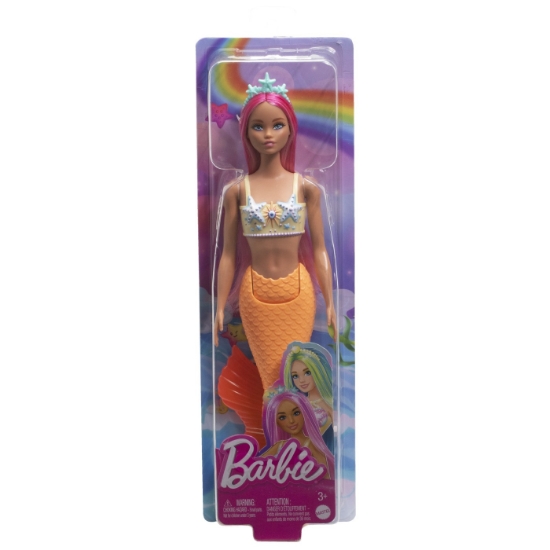 Imagine BARBIE DREAMTROPIA PAPUSA SIRENA CU PARUL ROZ SI COADA PORTOCALIE