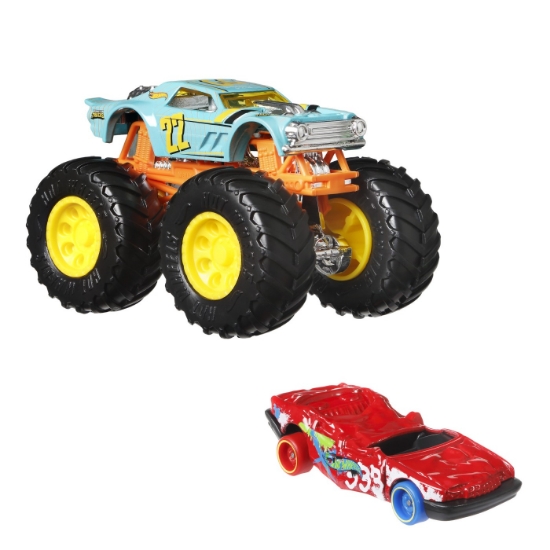 Imagine Hot Wheels Monster Truck si masinuta metalica Night Shifter