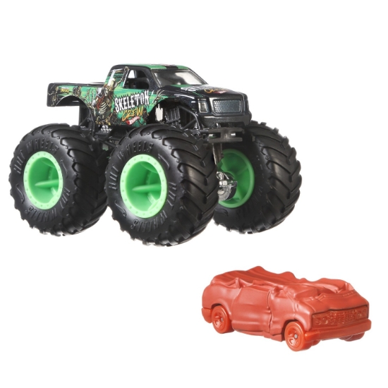 Imagine Hot Wheels Monster Truck si masinuta metalica Skeleton Crew