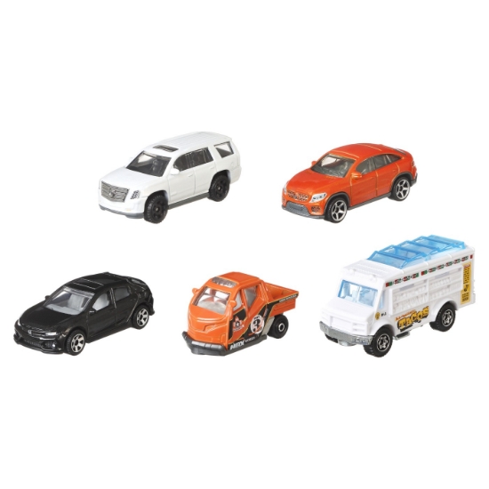 Imagine Matchbox set 5 mașinuțe metalice MBX City Adventure II scara 1:64