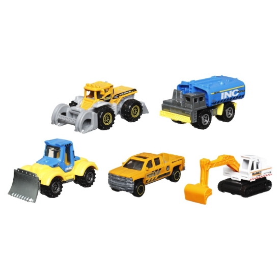 Imagine Matchbox set 5 mașinuțe metalice MBX Construction V scara 1:64