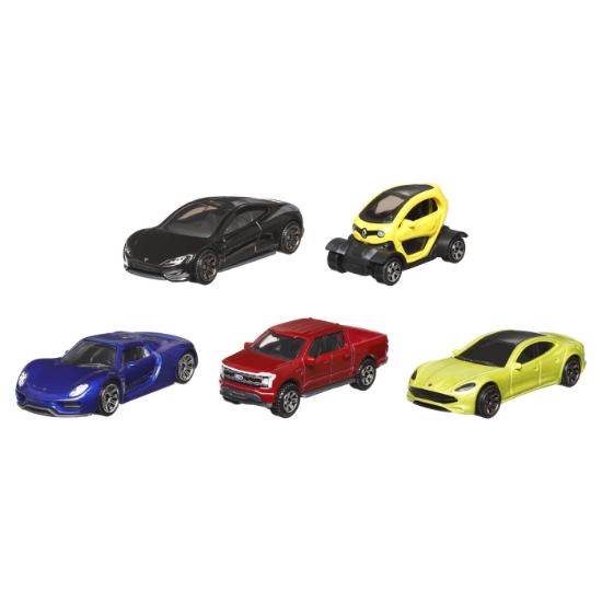 Imagine Matchbox set 5 mașinuțe metalice MBX Electric Drivers scara 1:64