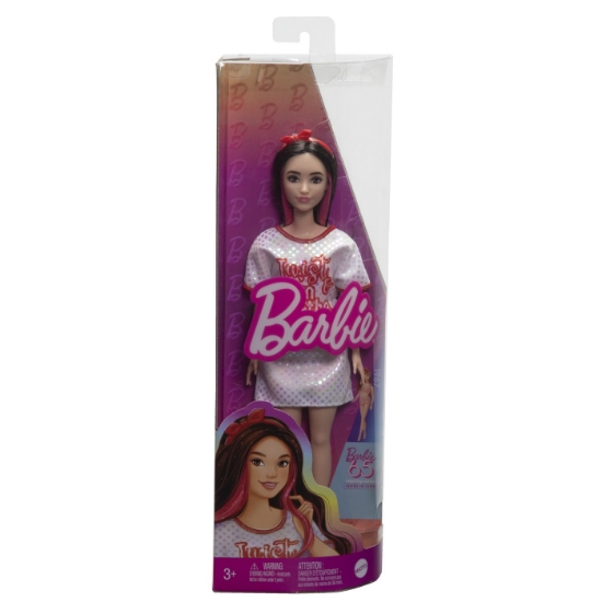 Imagine PAPUSA BARBIE FASHIONISTA BRUNETA CU ROCHITA SPORT