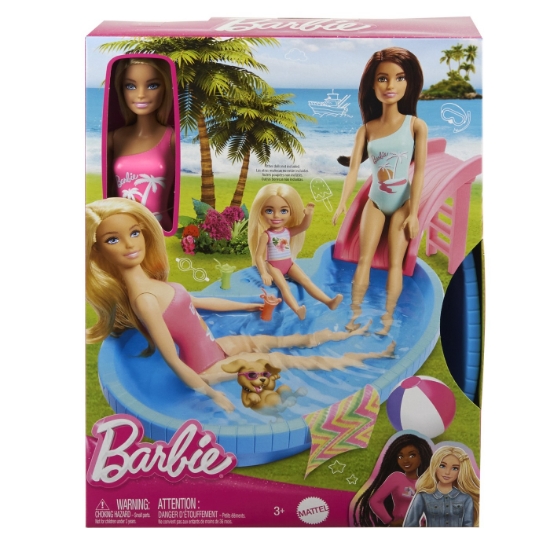 Imagine BARBIE SET PAPUSA BARBIE BLONDA SI PISCINA