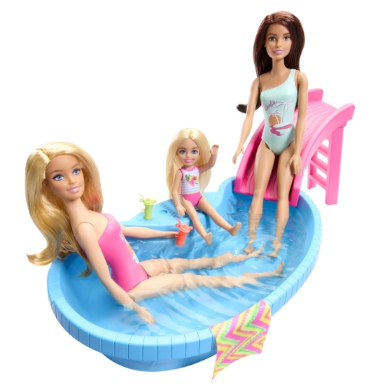 Imagine BARBIE SET PAPUSA BARBIE BLONDA SI PISCINA