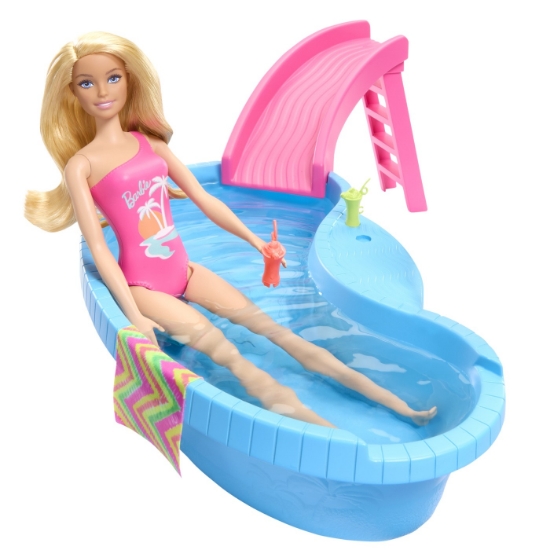 Imagine BARBIE SET PAPUSA BARBIE BLONDA SI PISCINA