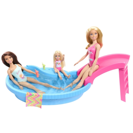 Imagine BARBIE SET PAPUSA BARBIE BLONDA SI PISCINA