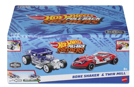 Imagine HOT WHEELS SET 2 MASINUTE METALICE PULL BACK BONE SHAKER SI TWIN MILL 1:43