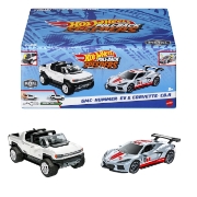 Imagine HOT WHEELS SET 2 MASINUTE METALICE PULL BACK GMC HUMMER EV SI CORVETTE C8R 1:43