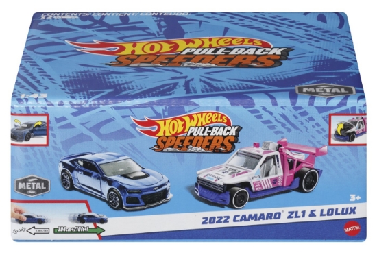 Imagine HOT WHEELS SET 2 MASINUTE METALICE PULL BACK CAMARO ZL1 2022 SI LOLUX 1:43