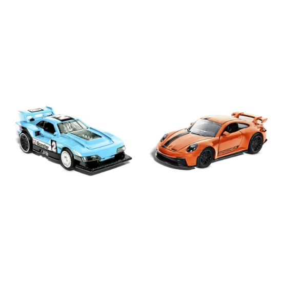Imagine  Hot Wheels set 2 mașinuțe metalice Pull Back GT-Scorcher și Porsche 911 GT3 1:43