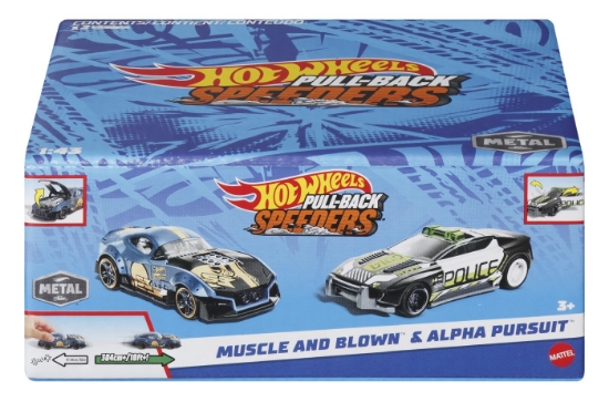 Imagine HOT WHEELS SET 2 MASINUTE METALICE PULL BACK MUSCLE AND BLOWN SI ALPHA PURSUIT 1:43