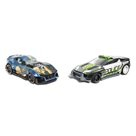 Imagine  Hot Wheels set 2 mașinuțe metalice Pull Back Muscle and Blown și Alpha Pursuit 1:43