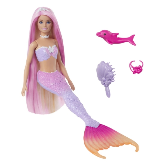 Imagine BARBIE COLOR CHANGE PAPUSA SIRENA CU PAR ROZ